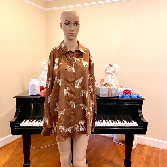 NWT Zara retro animal print satin blouse/top - Picture 13 of 16